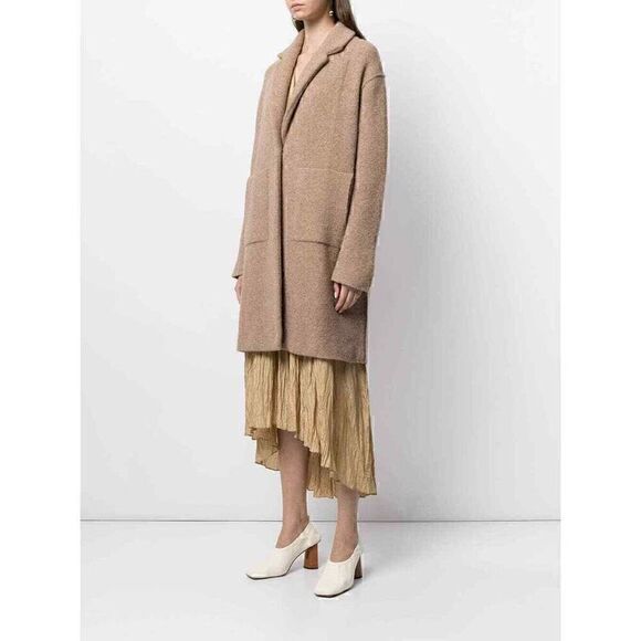 Vince Women's Camel Wool Blend Longline Cardigan Sweater Medium - Picture 1 of 7